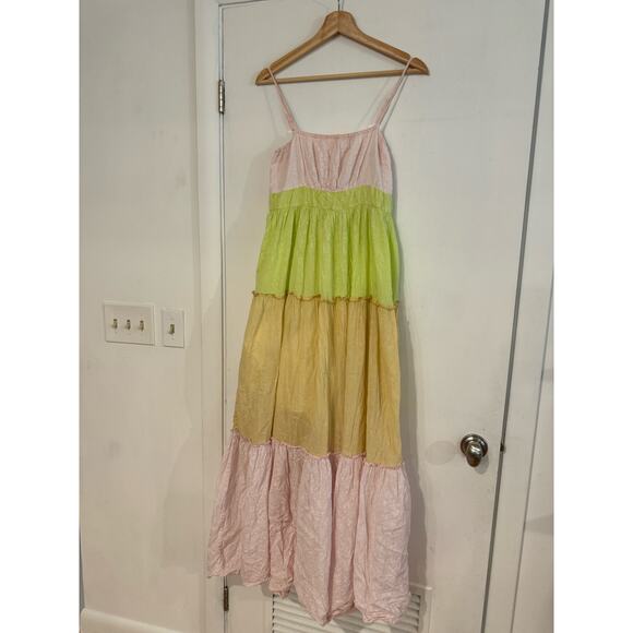 Ro's Garden Dress Anthropologie Tiered pastel floral 100% cotton maxi sun XS - Picture 2 of 13